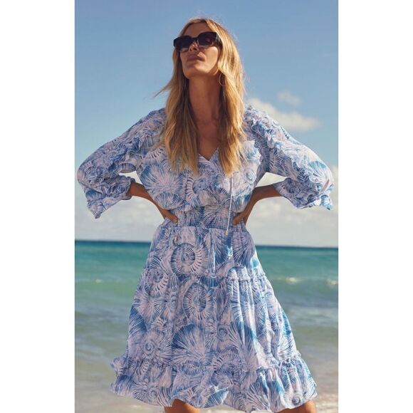 Chico's Dresses & Skirts - Chico's Light Blue Seashell Print Mini Dress